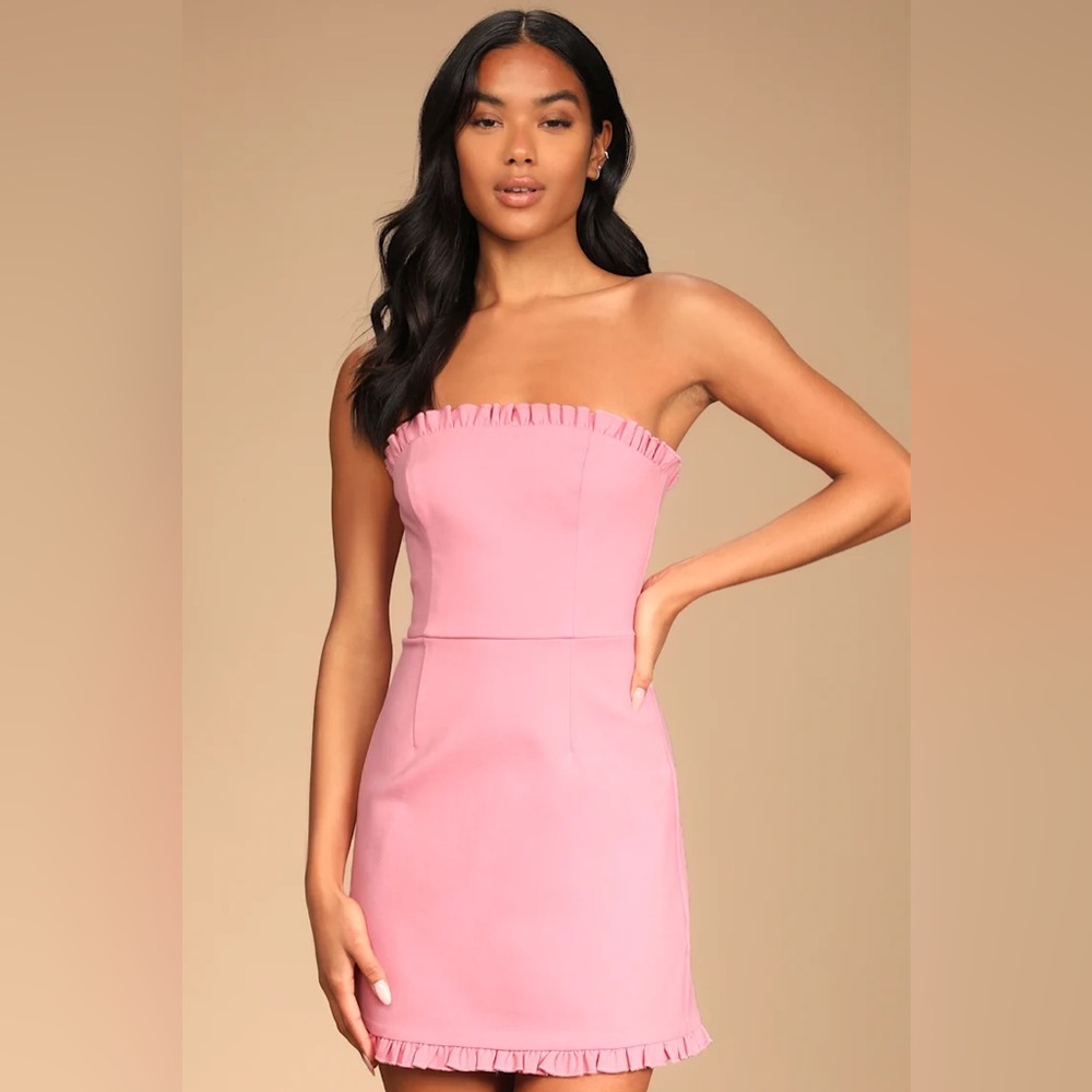 Lulus Little Lovely Light Pink Strapless Mini Dress
